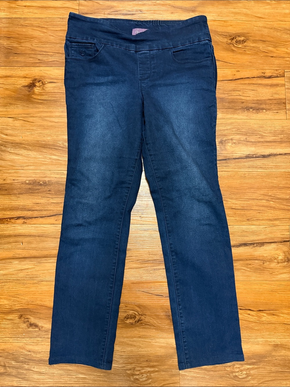 Gloria Vanderbilt Dark Blue Straight Leg Pull-On Jeans